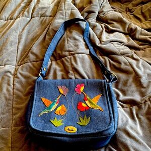 Vintage Denim and Leather Purse